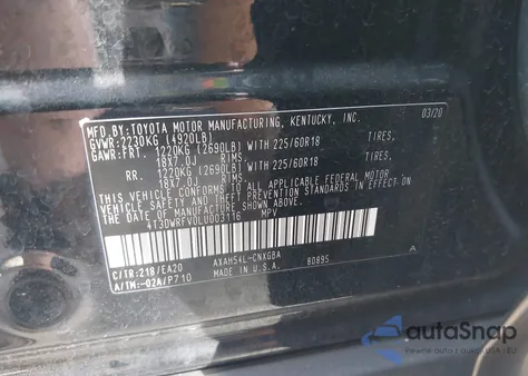 2020 Toyota Rav4 Hybrid Limited from USA, damaged, VIN 4T3DWRFV0LU003116